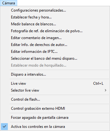 El Menu Camara Ayuda De Camera Control Pro 2 Nikon
