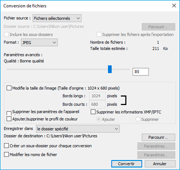 Conversion Et Production De Fichiers Aide Viewnx I Nikon